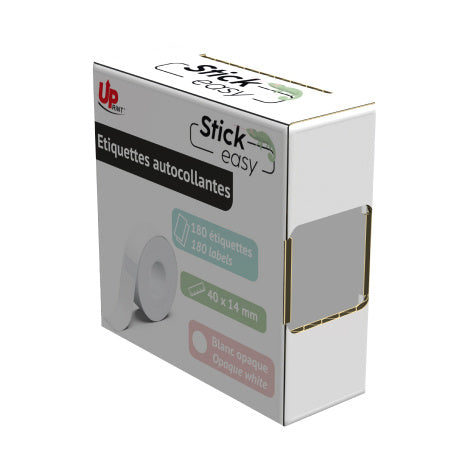 ROULEAU POUR ETIQUETEUSE STICK EASY UP21 180 ETIQUETTES ADHESIVES 14X40MM