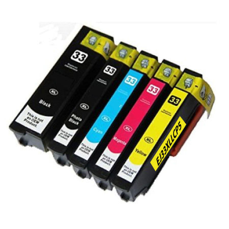 PACK 5 CARTOUCHES COMPATIBLE EPSON 33XL- N/PBK/C/M/J